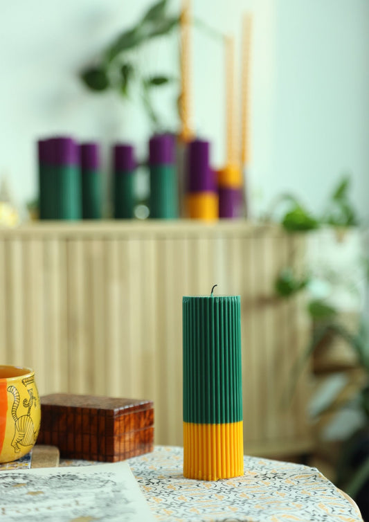 Ribb (Large) | Handmade Soywax Ribbed Pillar Candle - House of Dhara