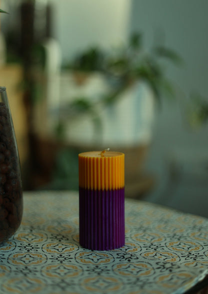 Ribb (Medium) | Handmade Soywax Ribbed Pillar Candle - House of Dhara