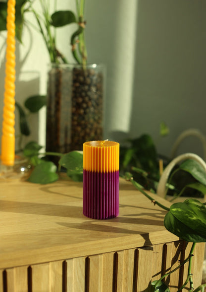 Ribb (Medium) | Handmade Soywax Ribbed Pillar Candle - House of Dhara