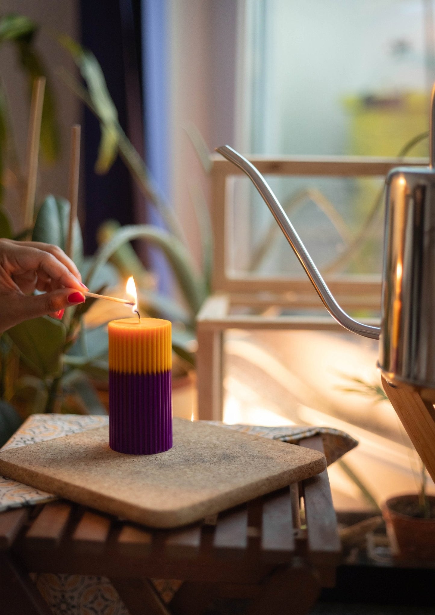 Ribb (Medium) | Handmade Soywax Ribbed Pillar Candle - House of Dhara